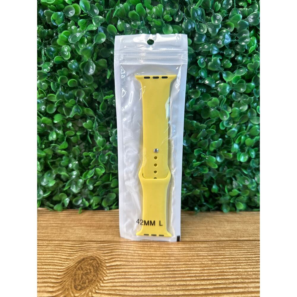 New Yellow Silicone Smart Watch Band Compatible Apple Watch 42 mm Large Gift